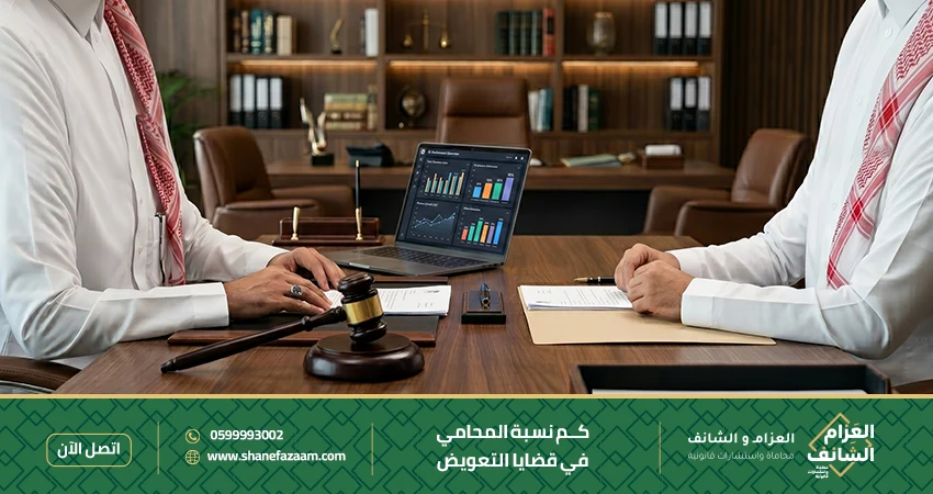كم نسبة المحامي في قضايا التعويض